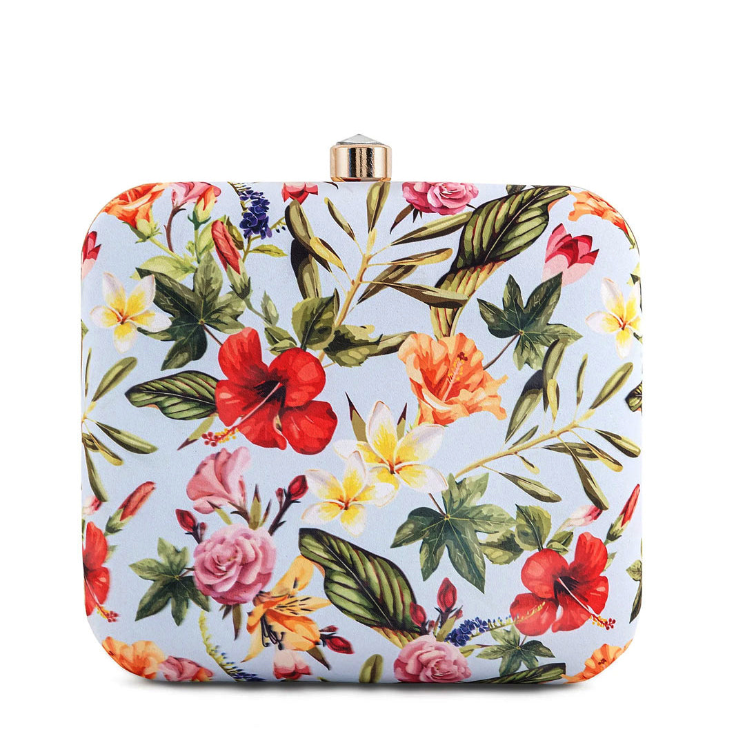 Mixed Floral Printed Clutch