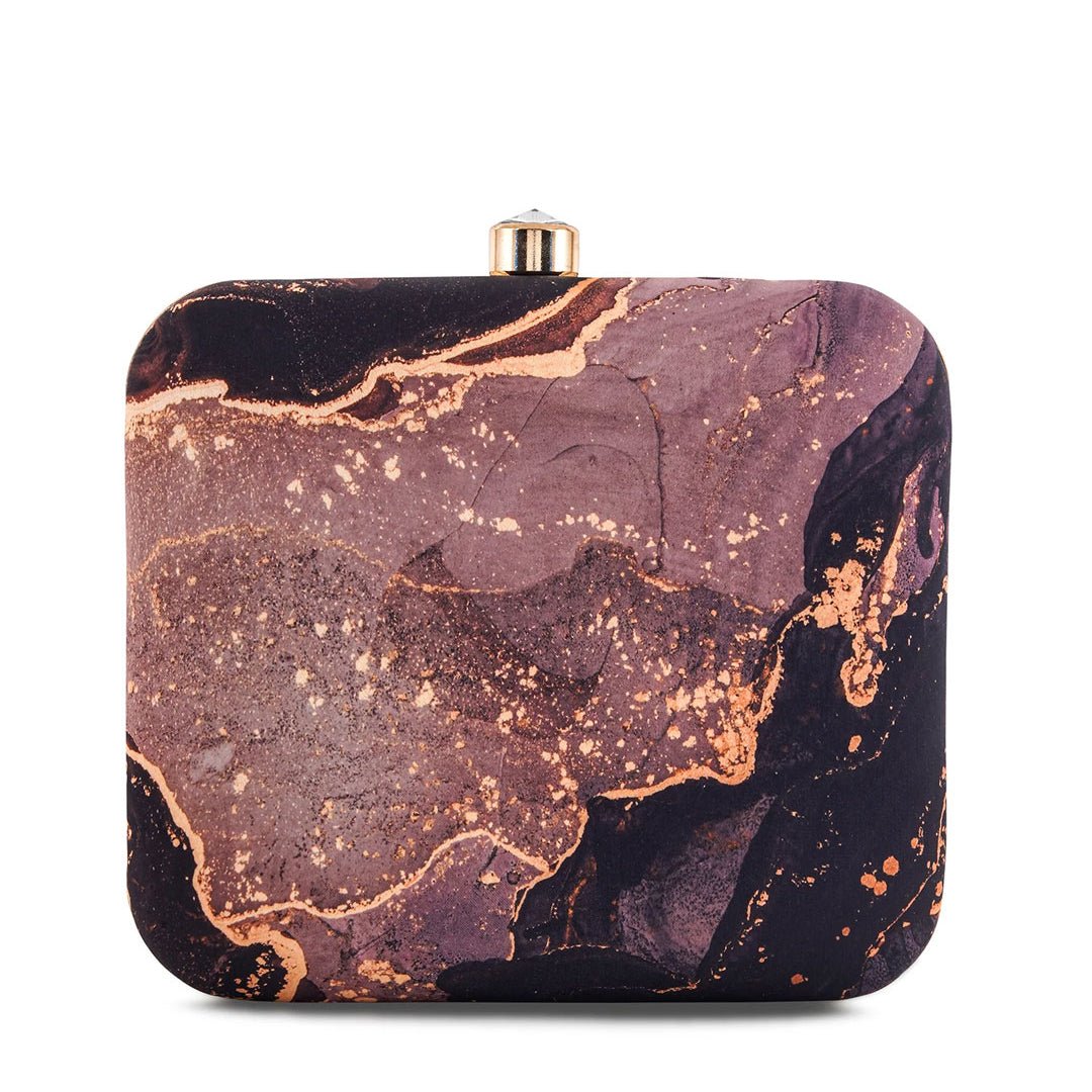 Black Resin Printed Clutch