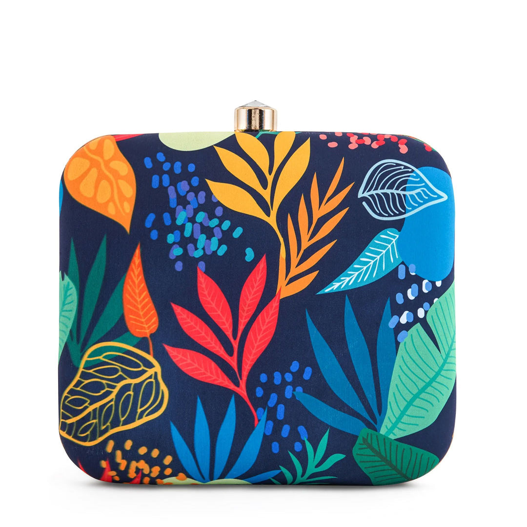 Multi Leaf Printed Clutch