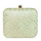 Pista Green Embroidered Clutch
