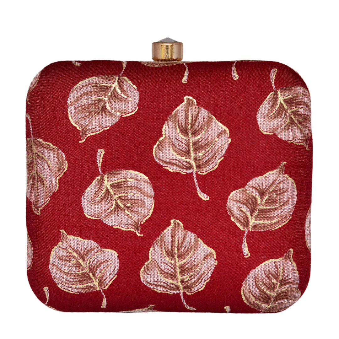 White Leaf Fabric Clutch