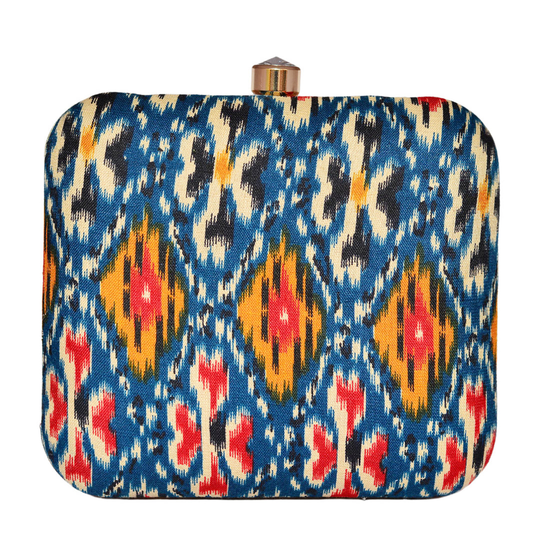 Blue-Yellow Fabric Clutch