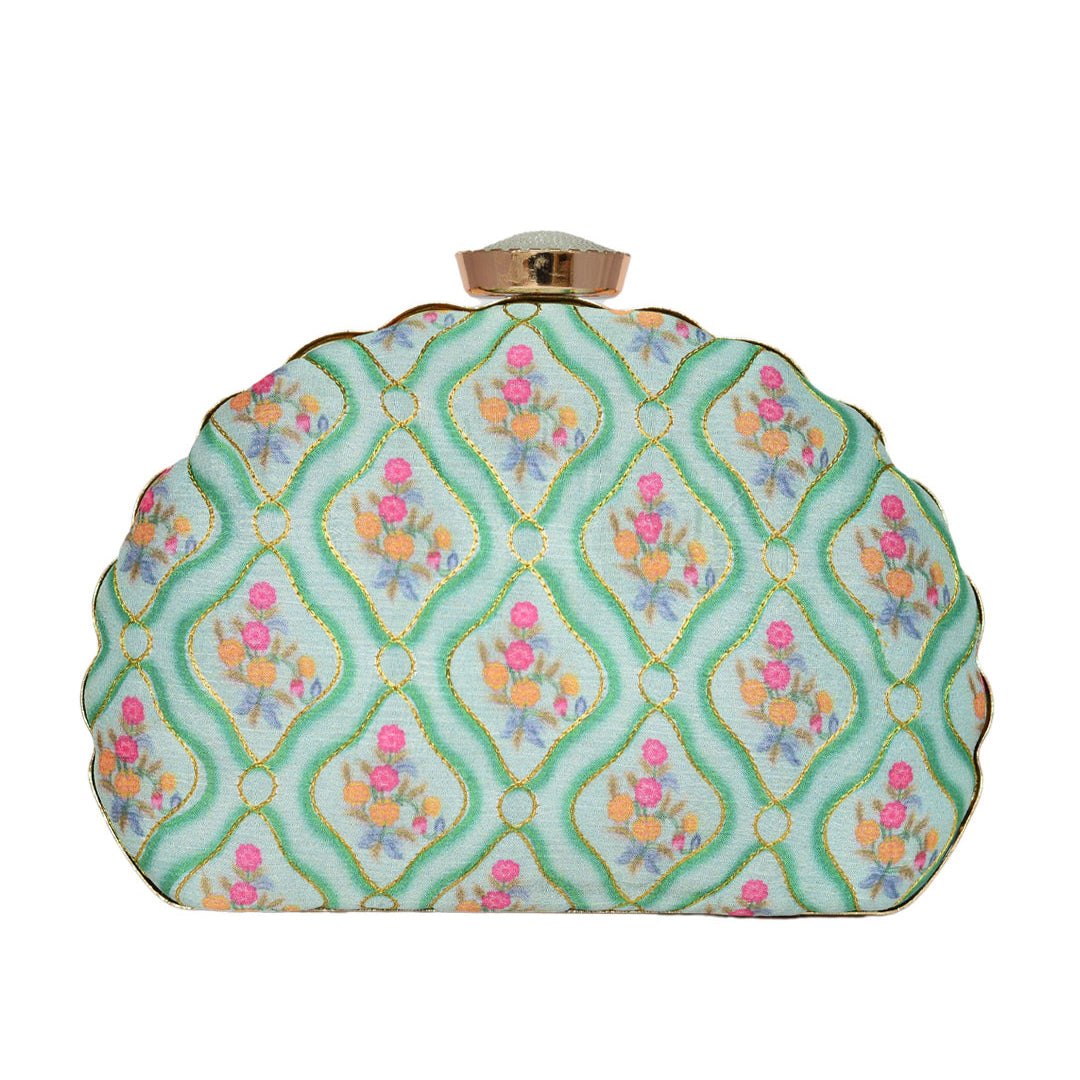 Green Symmetrical Moon Clutch