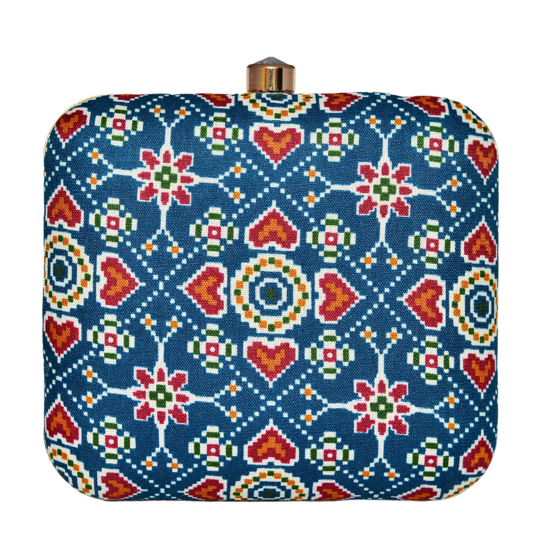 Royal Blue Symmetrical Fabric Clutch