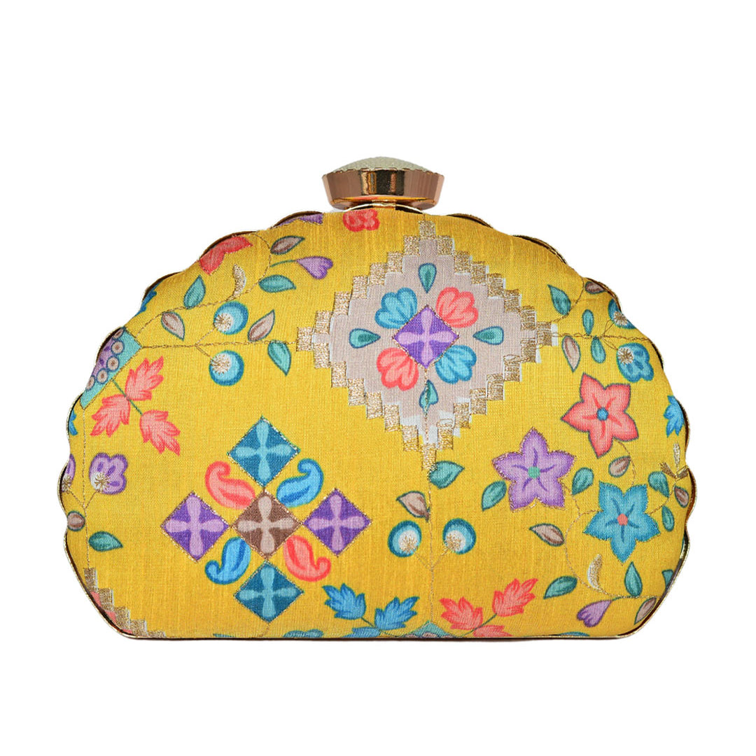 Yellow Symmetrical Moon Clutch