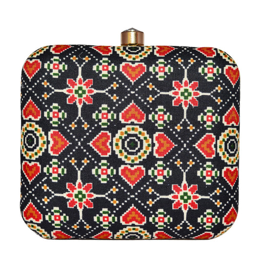 Black-Red Fabric Clutch