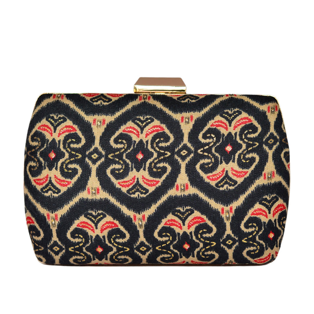 Black-Red Fabric Clutch