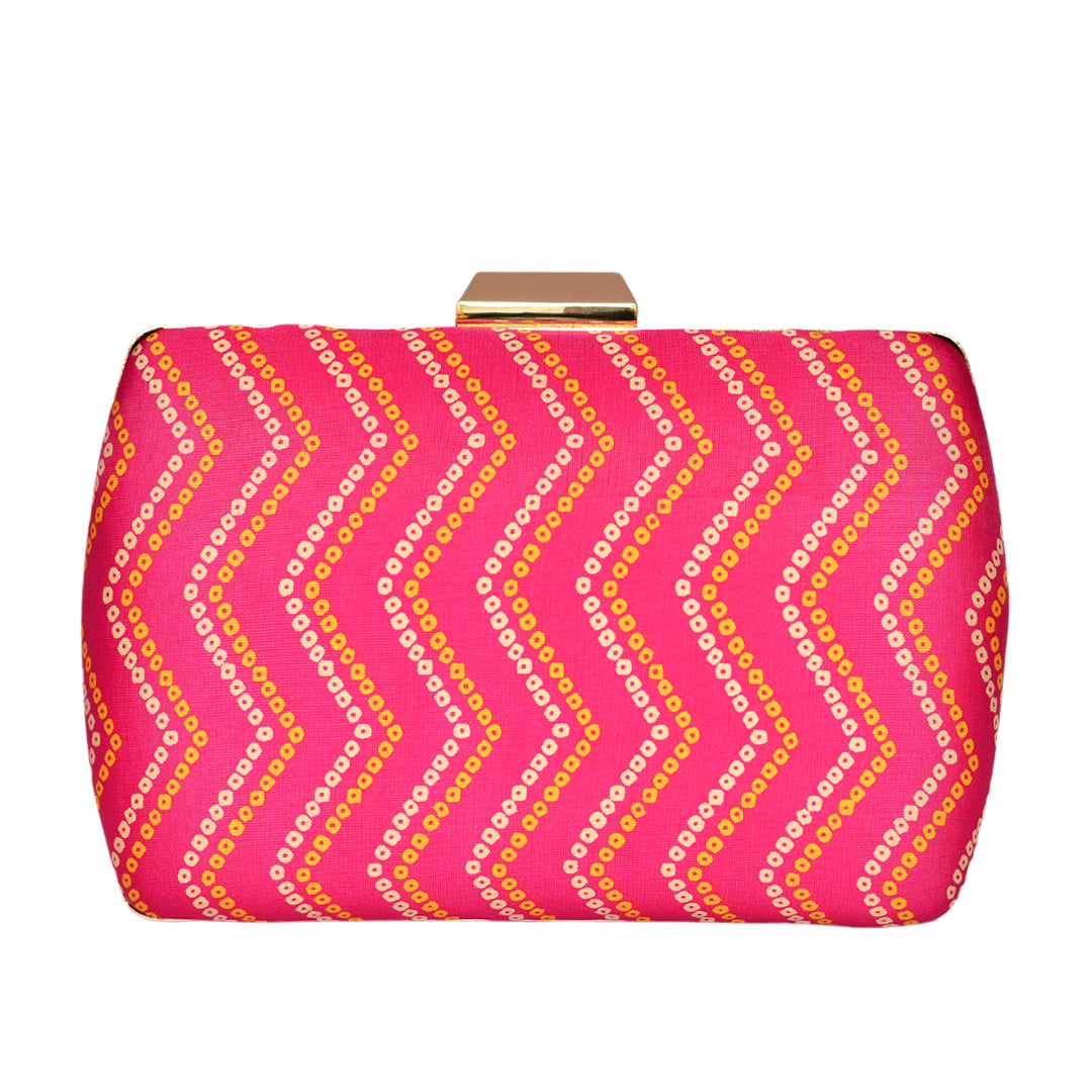 Pink Zigzag Fabric Clutch