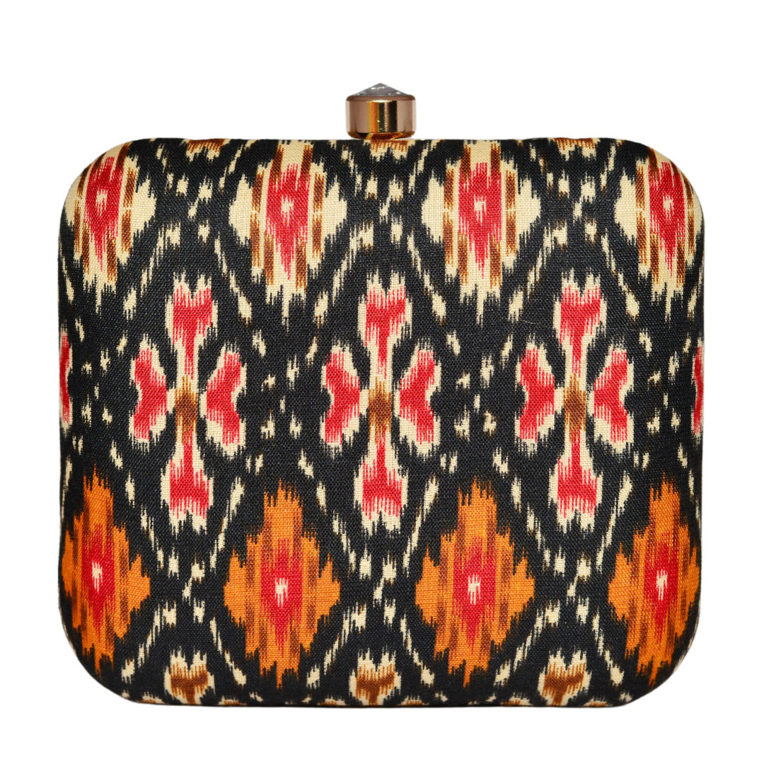 Black Ethnic Fabric Clutch