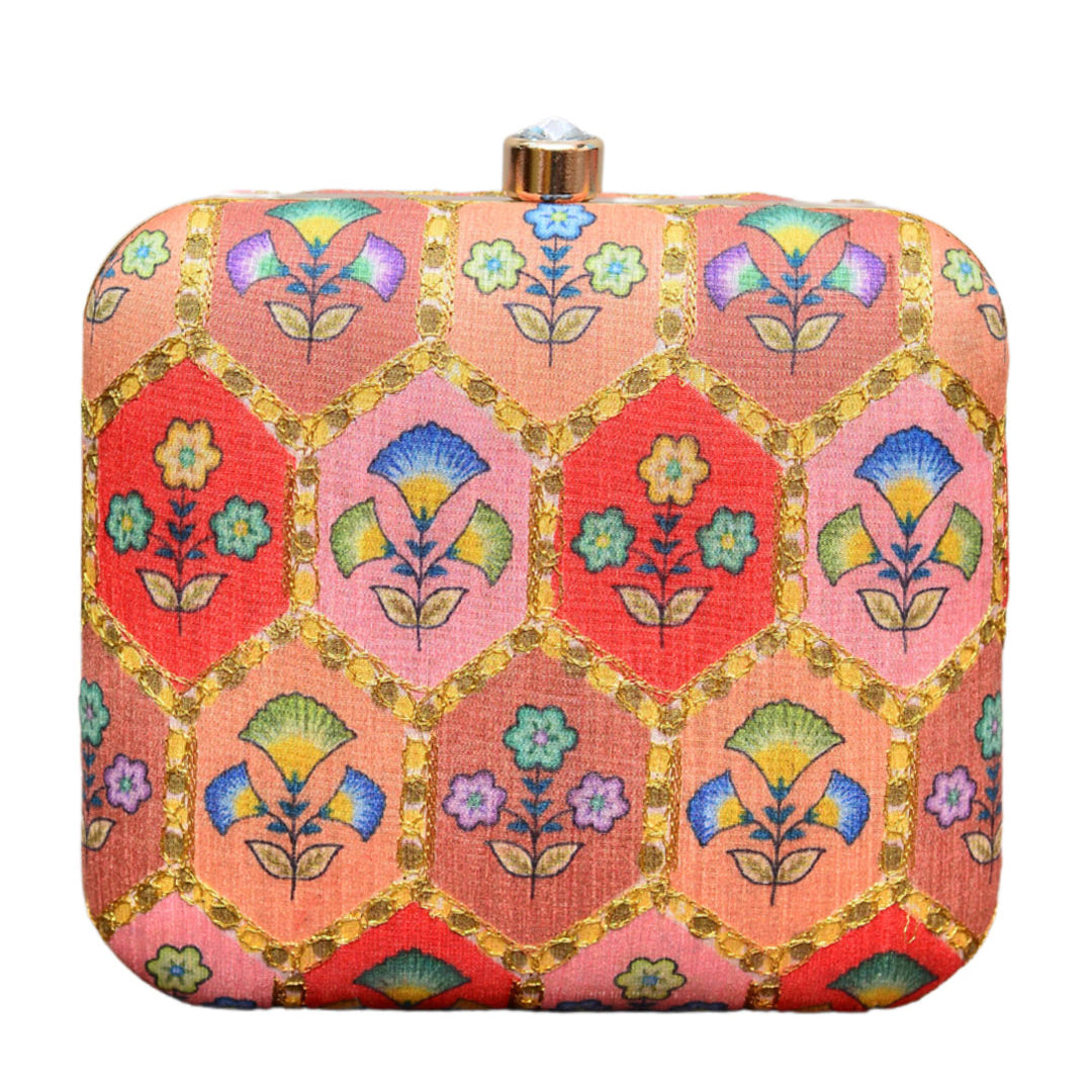 Multi-color Floral Clutch