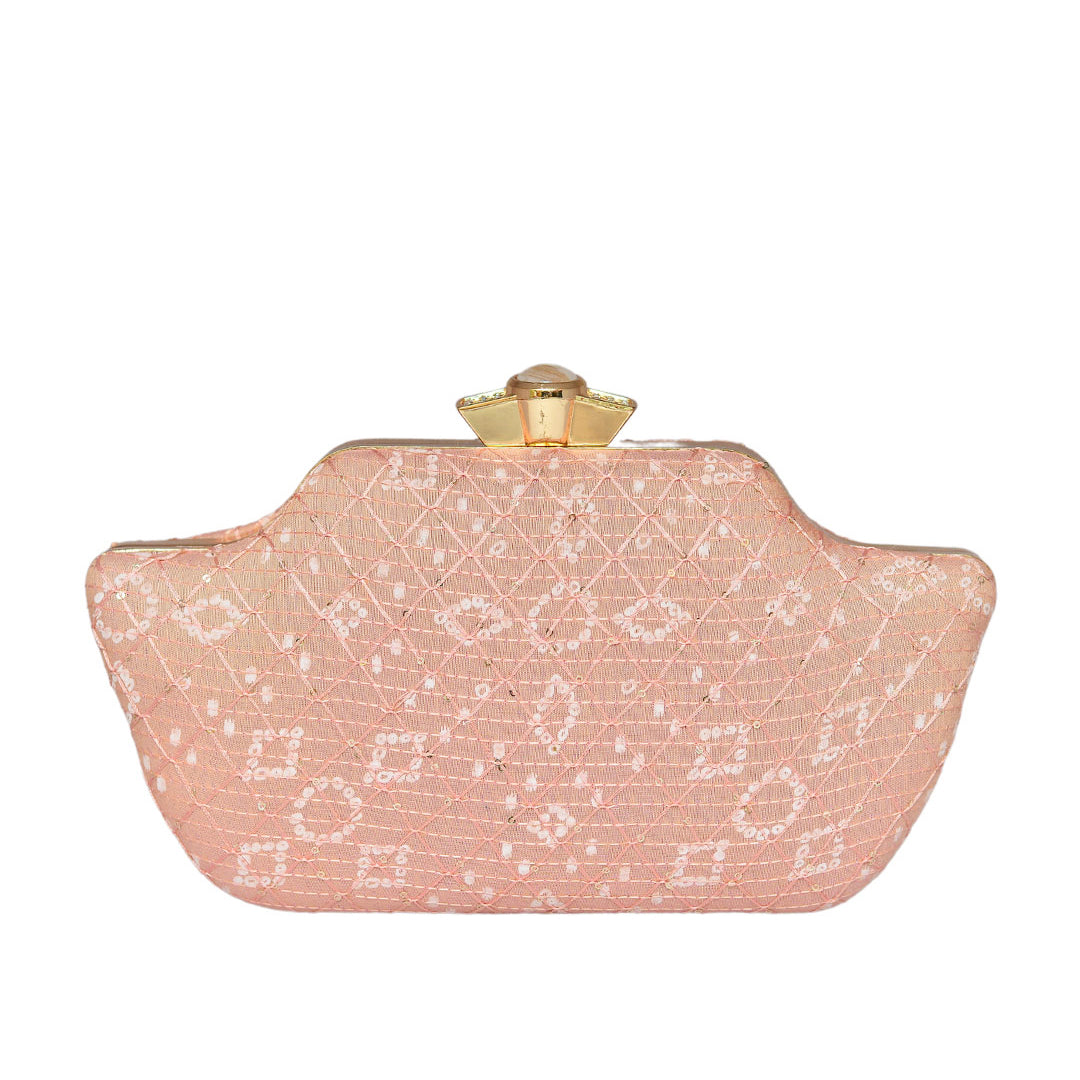 Pink Embroidered Clutch