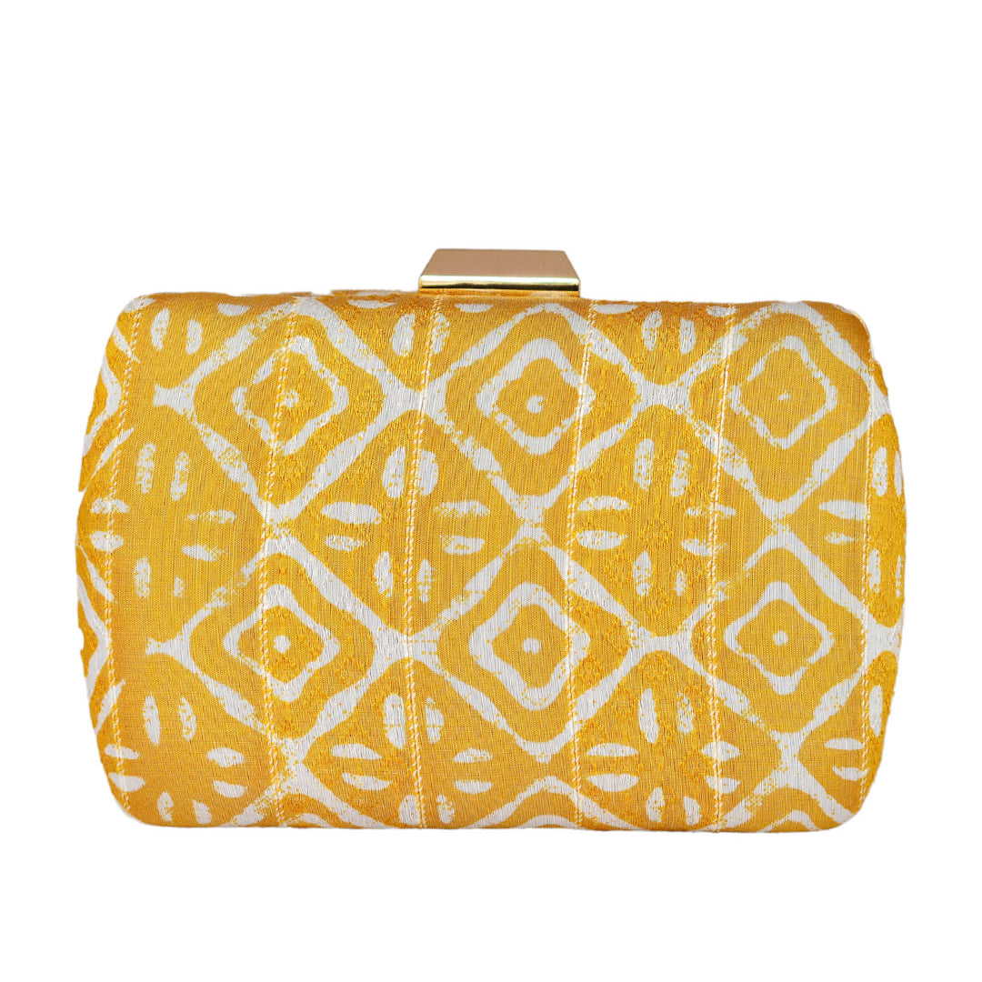 Yellow Pattern Fabric Clutch