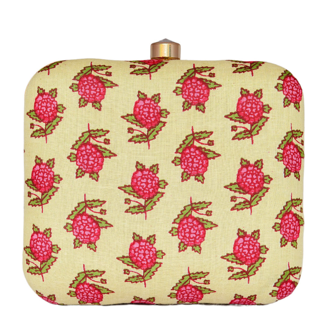 Pink Floral Fabric Clutch