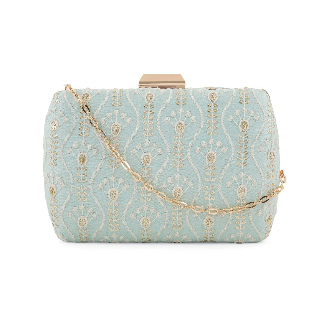 Light Blue Embroidred Clutch