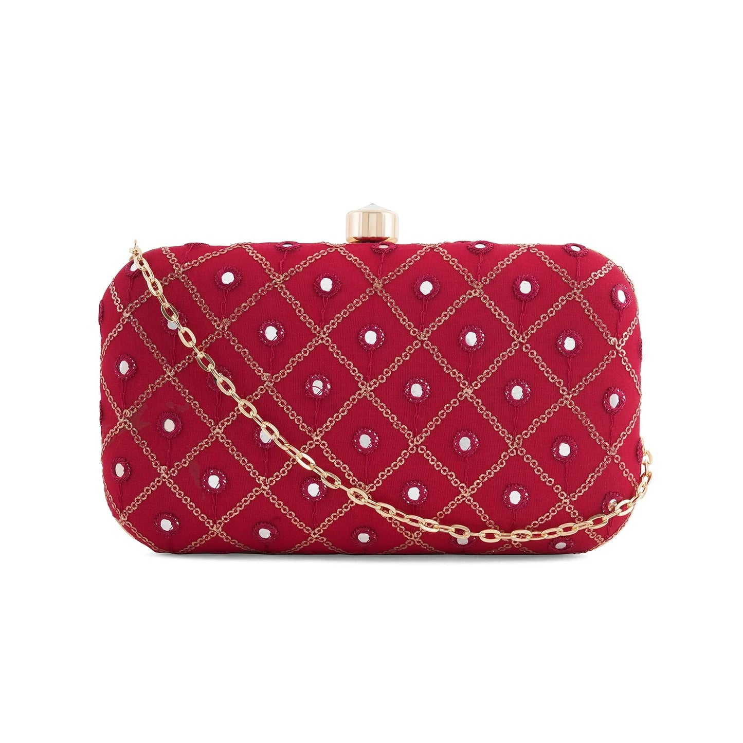 Wine Embroidered Clutch