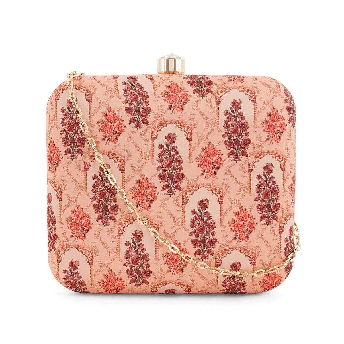 Artklim Peach Printed Clutch