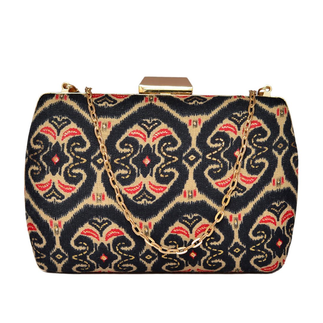 Black-Red Fabric Clutch