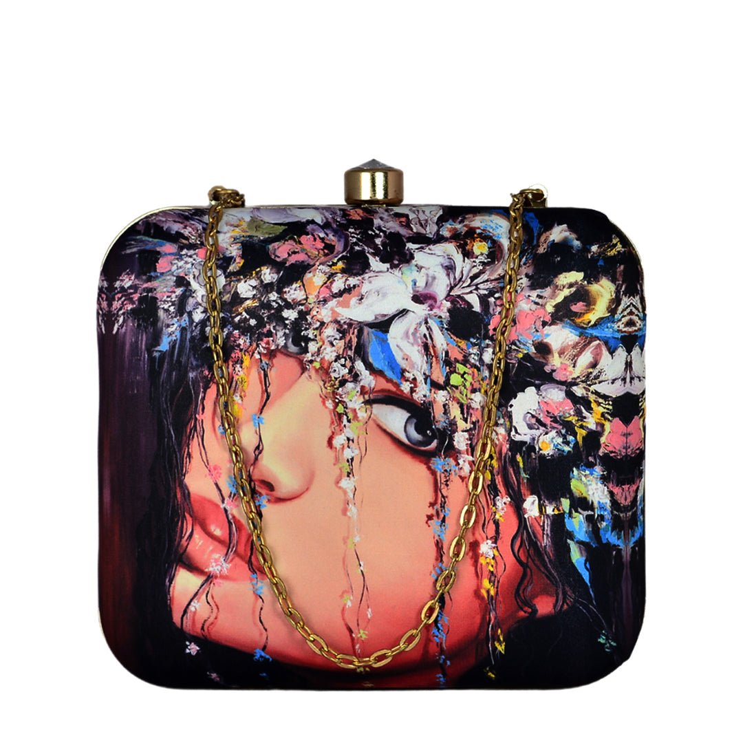 Floral Vignette Printed Clutch