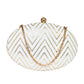 White Embroidered Oval Clutch