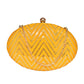 Yellow Embroidered Oval Clutch