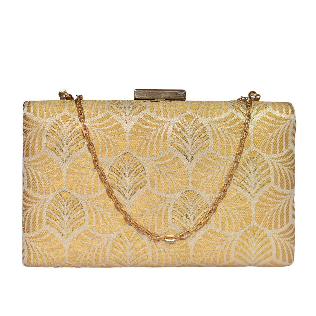 Golden Leaf Brocade Clutch