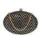Black Embroidered Oval Clutch