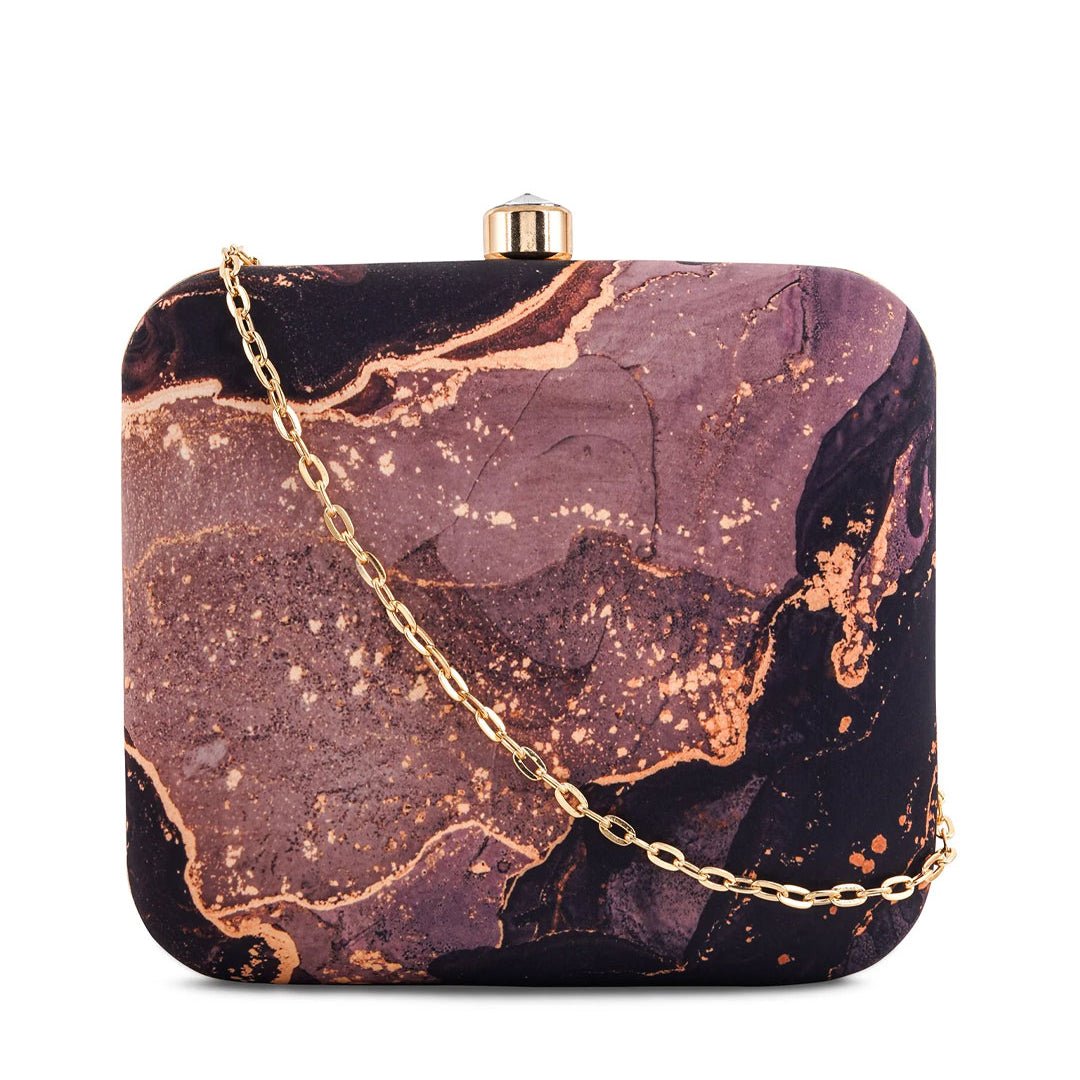 Black Resin Printed Clutch