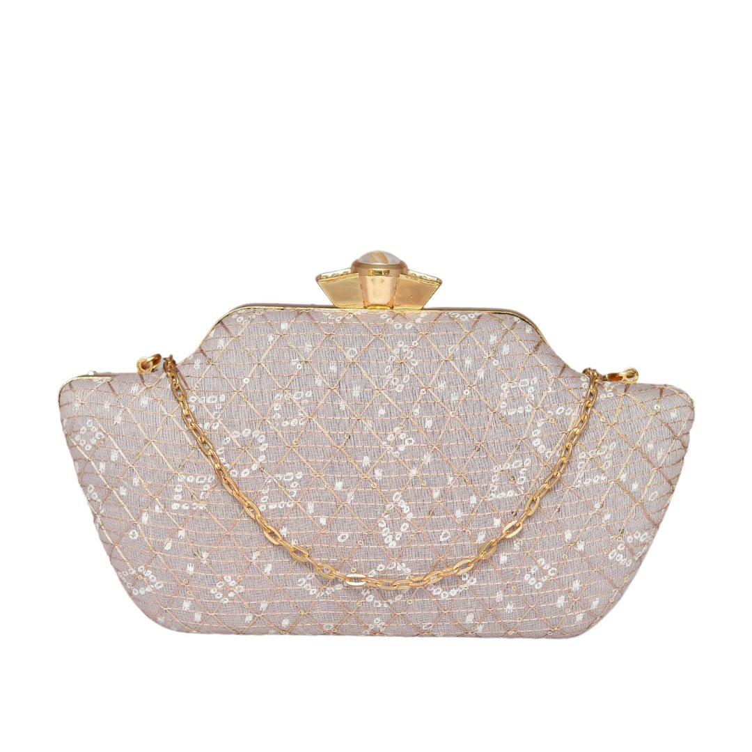 Grey Embroidered Clutch