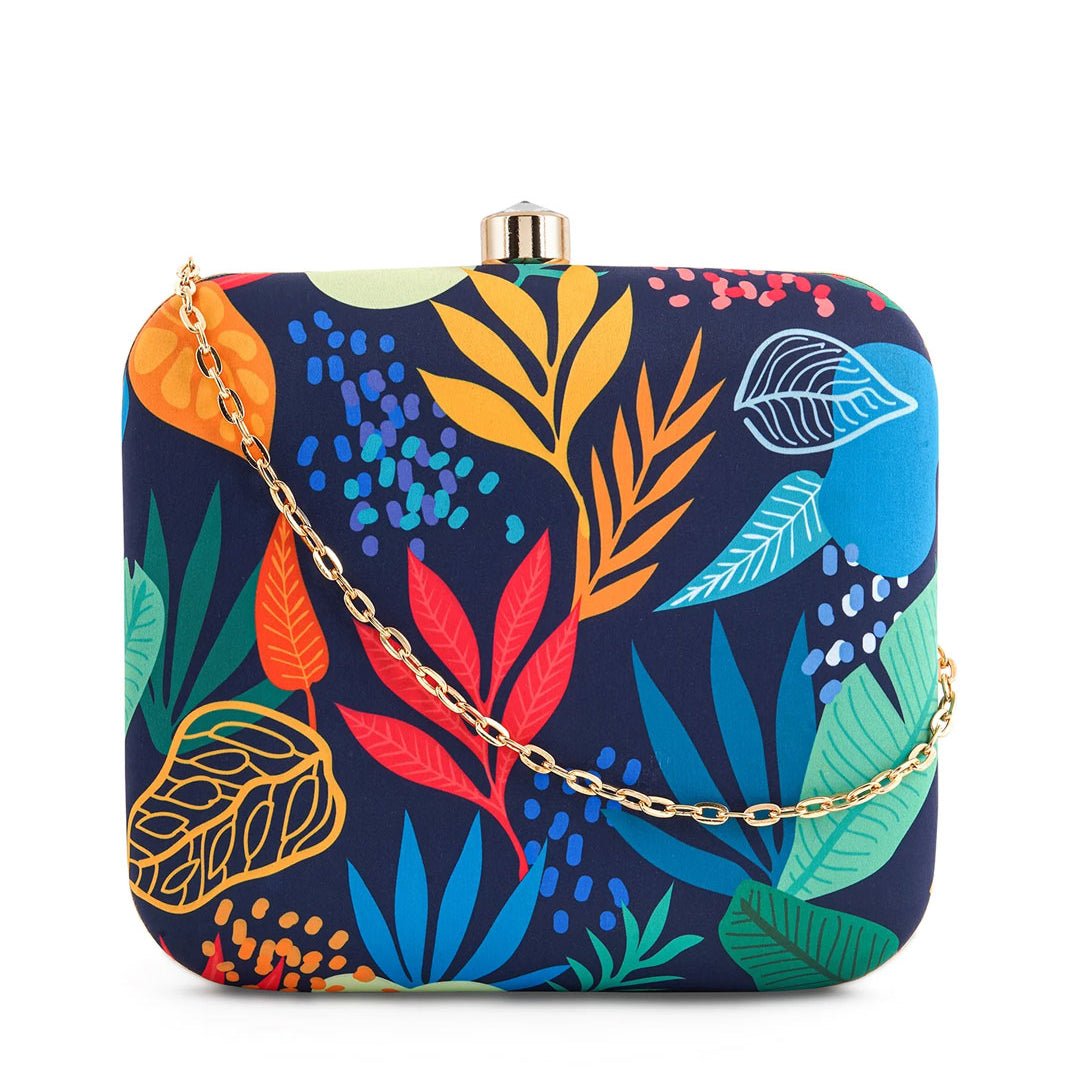 Multi Leaf Printed Clutch