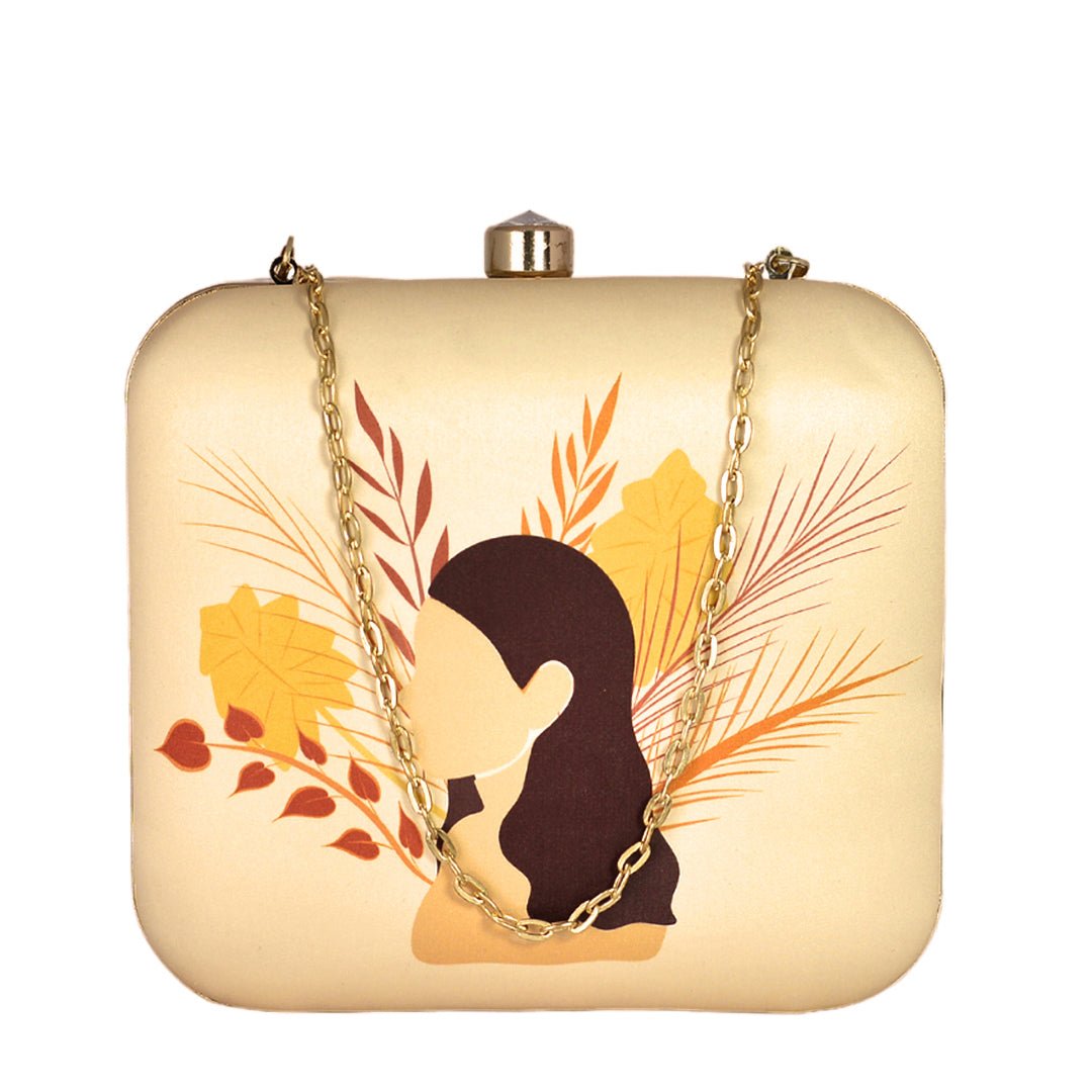 Elegant Woman Portrait Printed Clutch