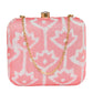 Pastel Pink Fabric Printed Clutch