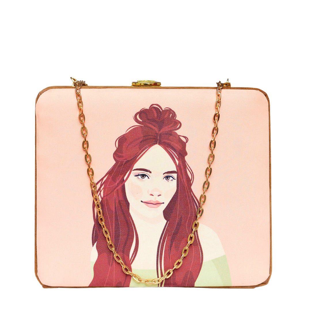 Red Hair Woman Printed MDF Clutch