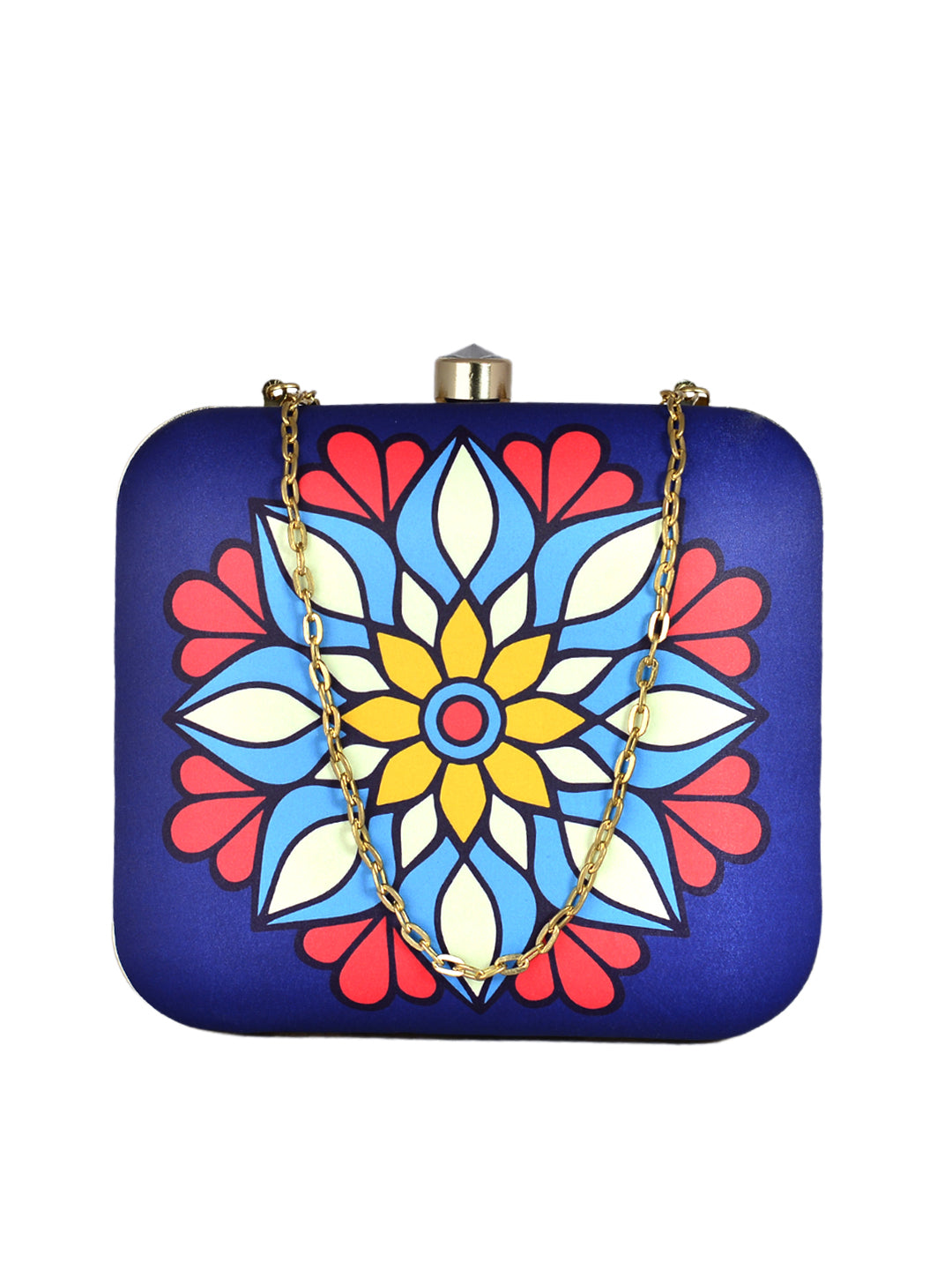 Artklim Dark Blue Mandala Printed Clutch