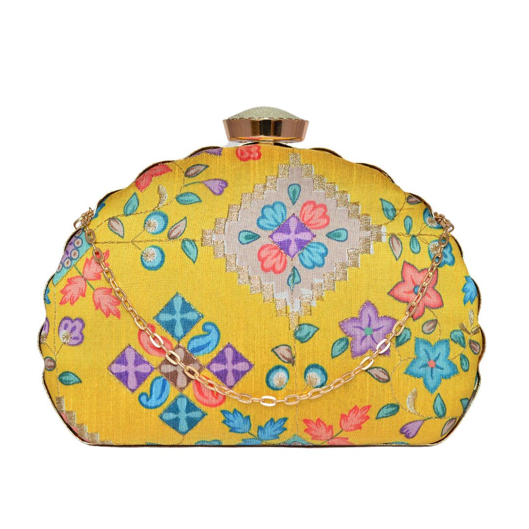 Yellow Symmetrical Moon Clutch
