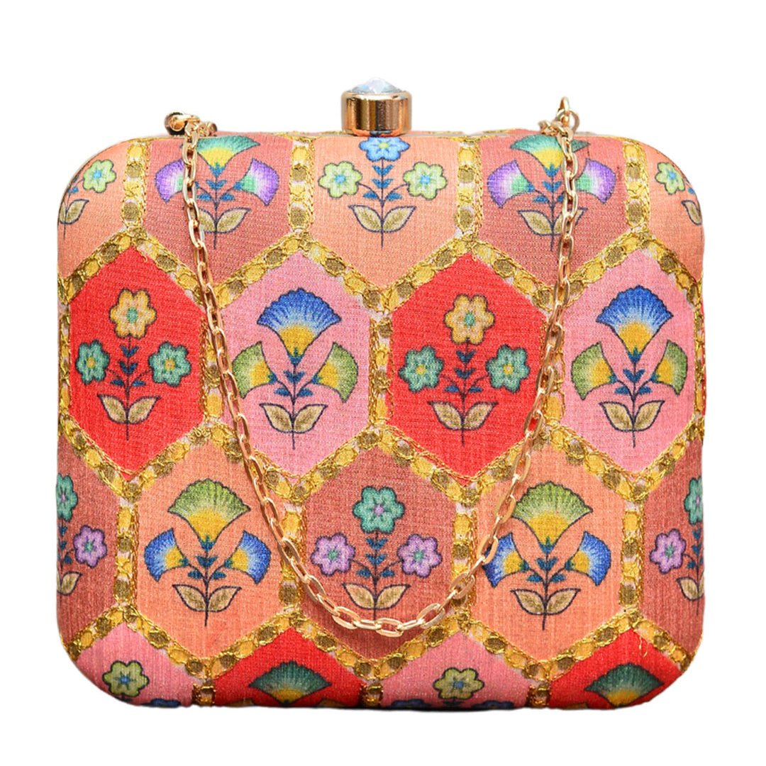 Multi-color Floral Clutch