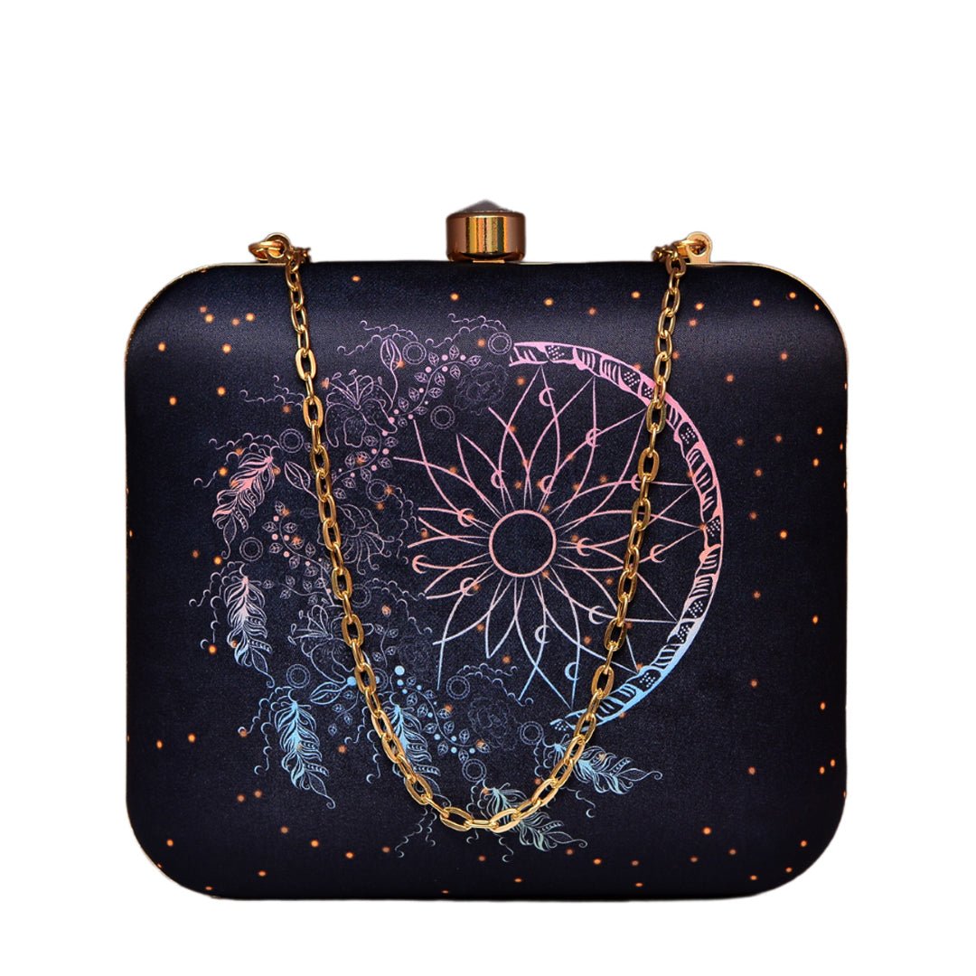 Pink-Blue Dream Catcher Printed Clutch