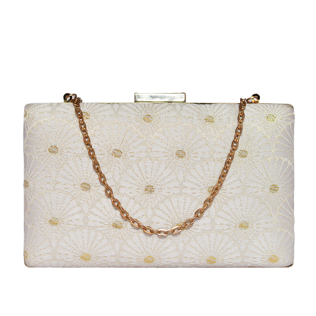 White Brocade Clutch