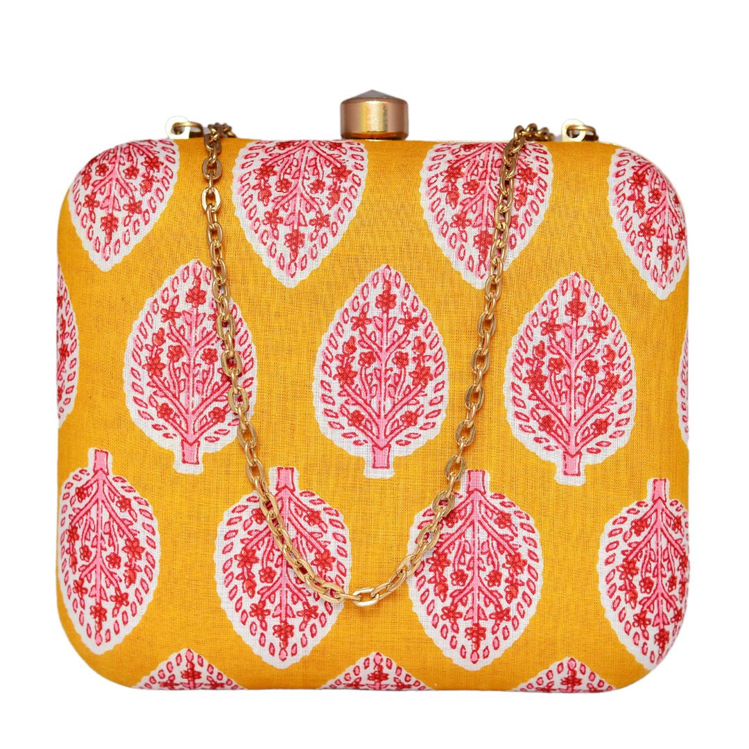 Yellow-Pink Fabric Clutch