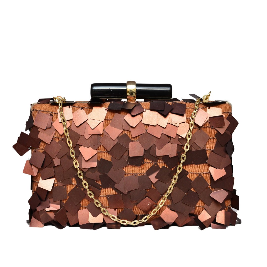 Brown Sequins Clutch