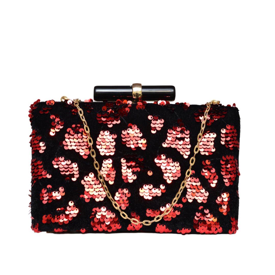 Black-Red Sequins Clutch