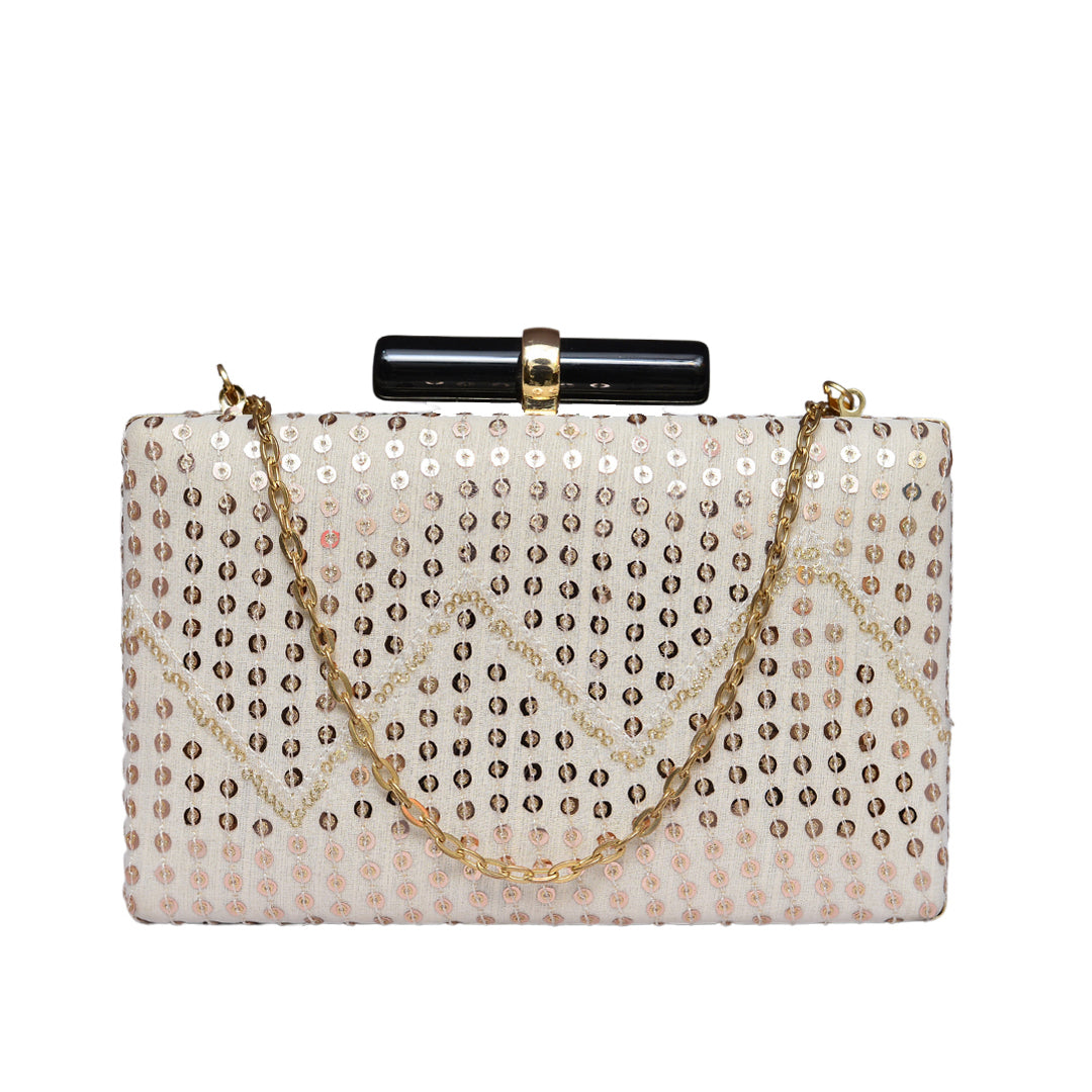 Exquisite Cream Sequins Clutch – Artklim