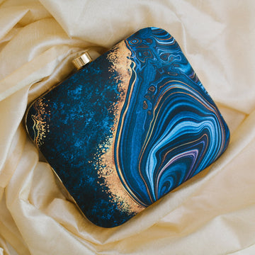 Artklim Blue Gold Printed Clutch