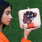 Beautifull Brown Girl with Pastel Butterfly Printed Clutch
