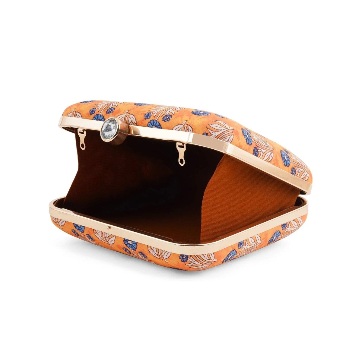 Blue Floral Printed Clutch