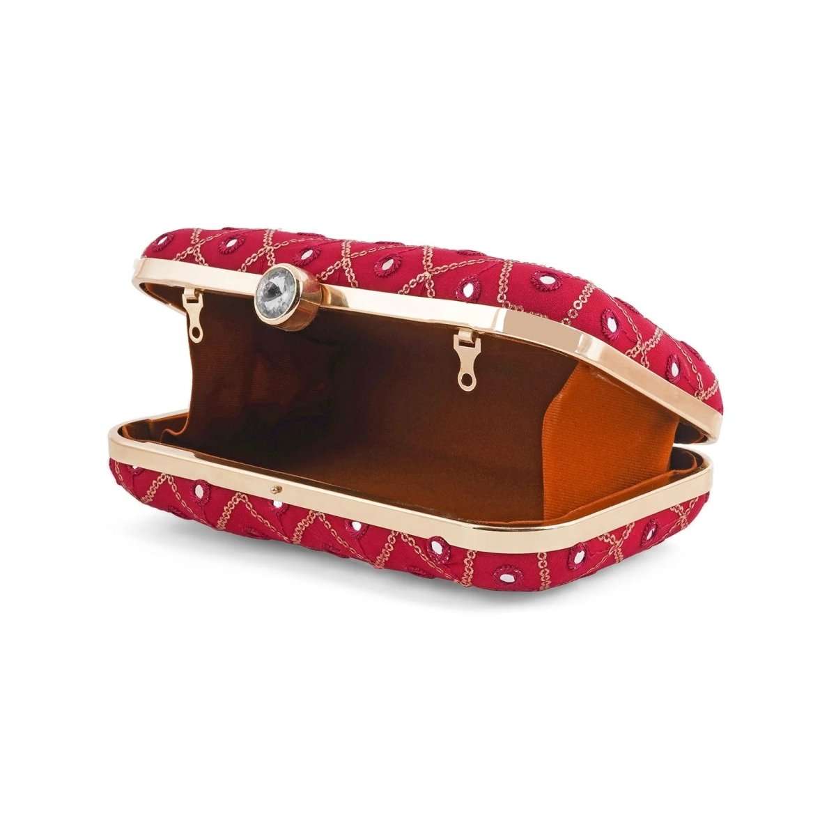 Wine Embroidered Clutch