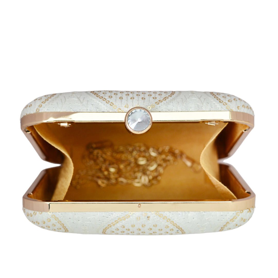White Embroidered Clutch