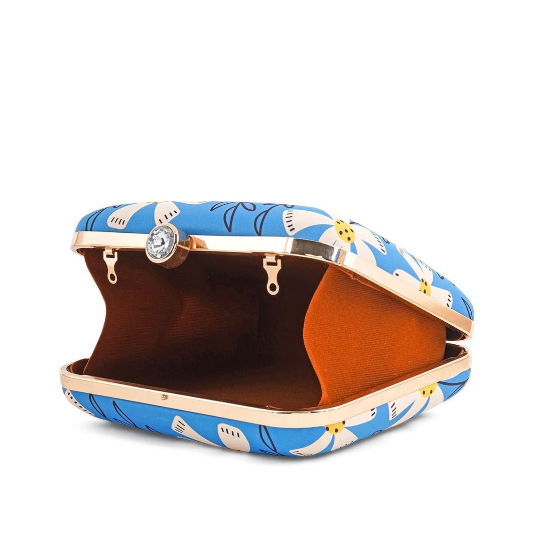 White Floral Printed Clutch