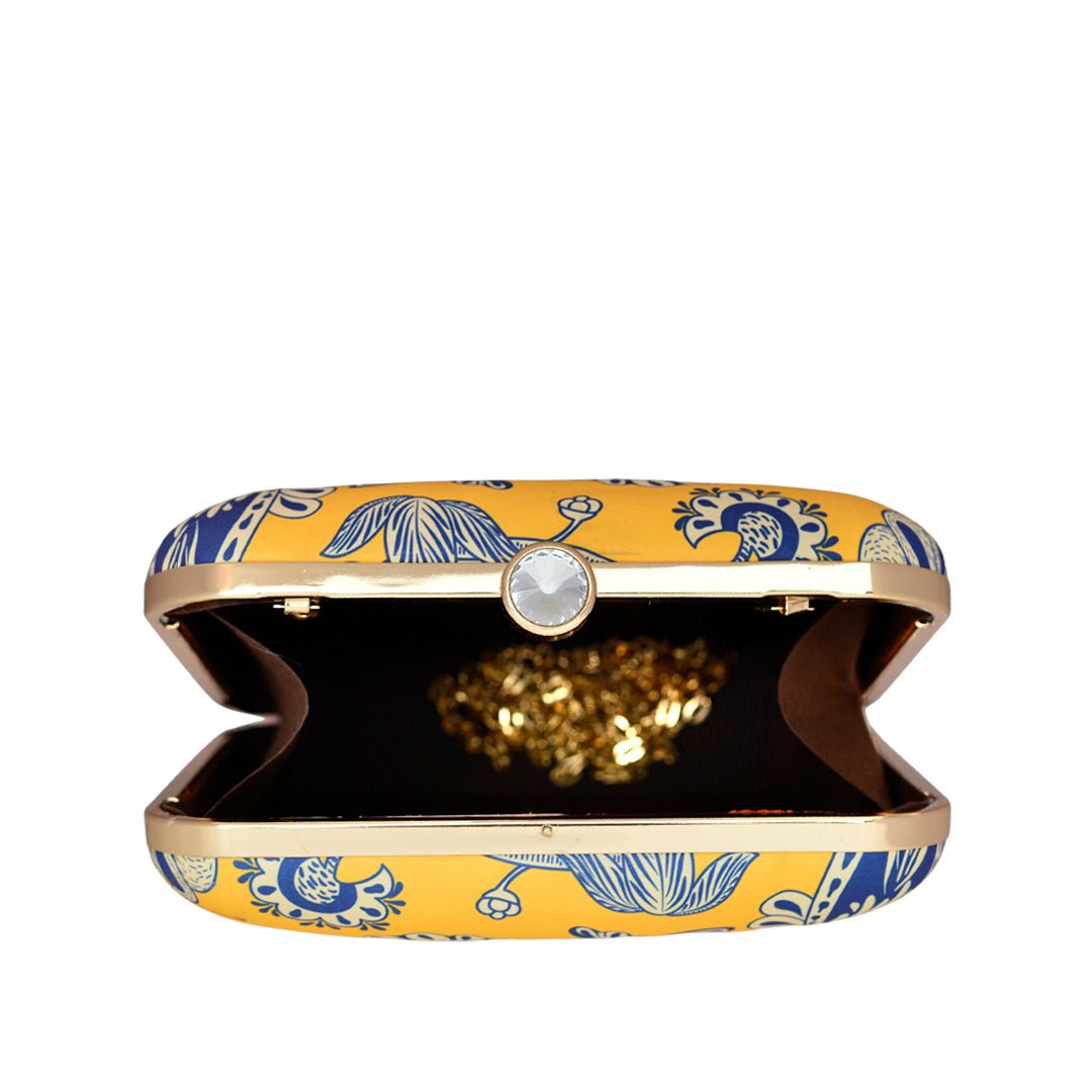 Blue Floral Printed Clutch