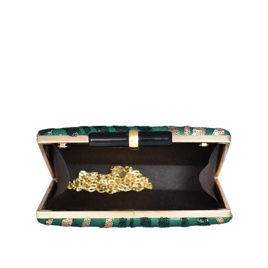 Green and 2025 gold clutch