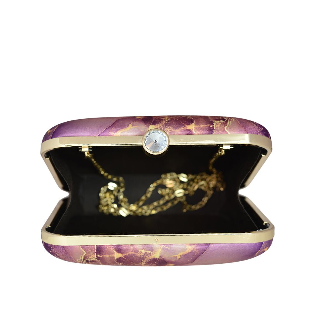 Burgundy Resin Printed Clutch